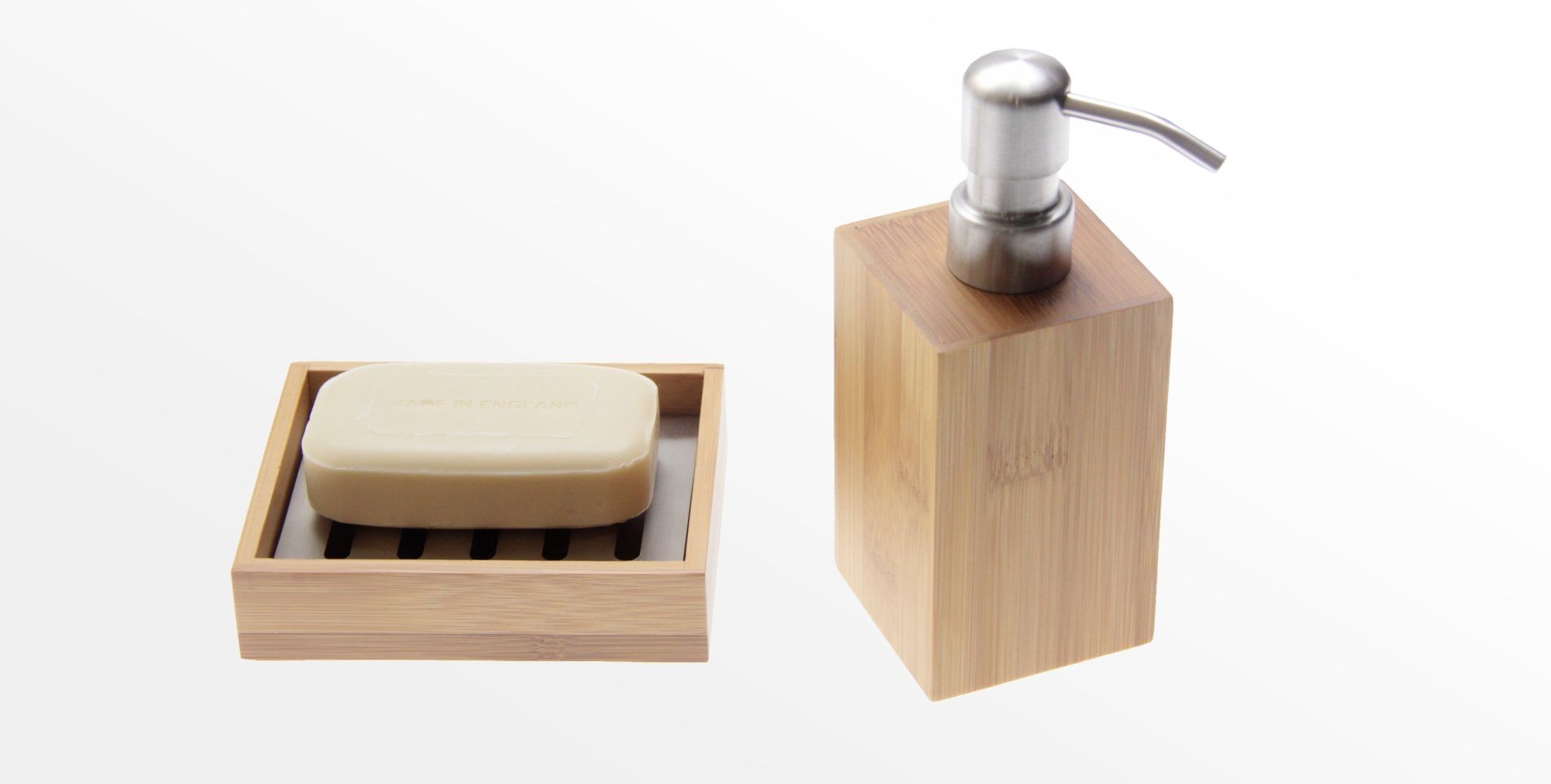 Bamboo Soap Dish and Lotion Dispenser