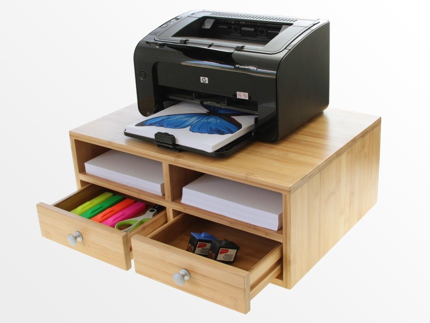 Bamboo Printer Stand - clutter free solution