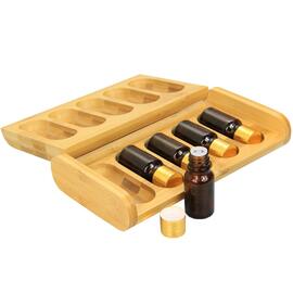 Bamboo Oil Storage with 5 Glass Bottles