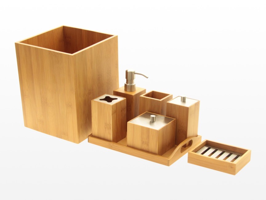 Bamboo bathroom accessories