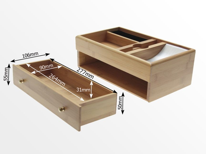 Dimensions of Bamboo Desk Stationery Box