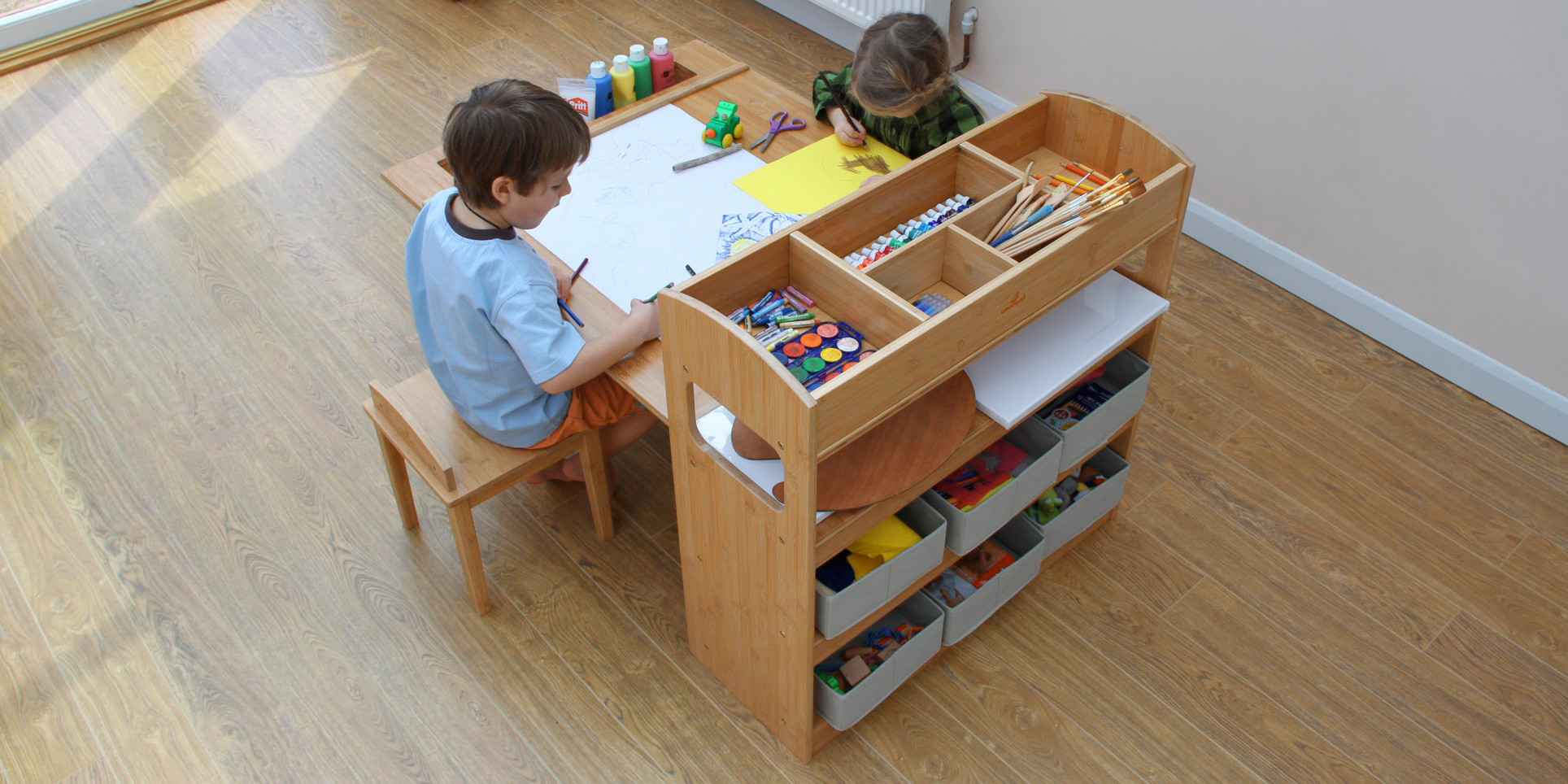 toddler art desk with storage