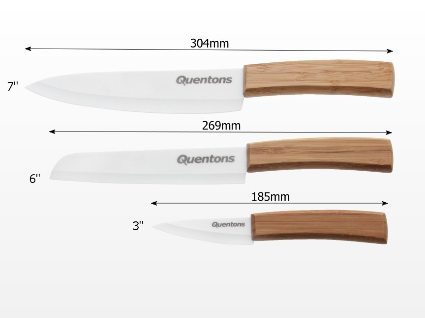 Dimensions of ceramic knives set