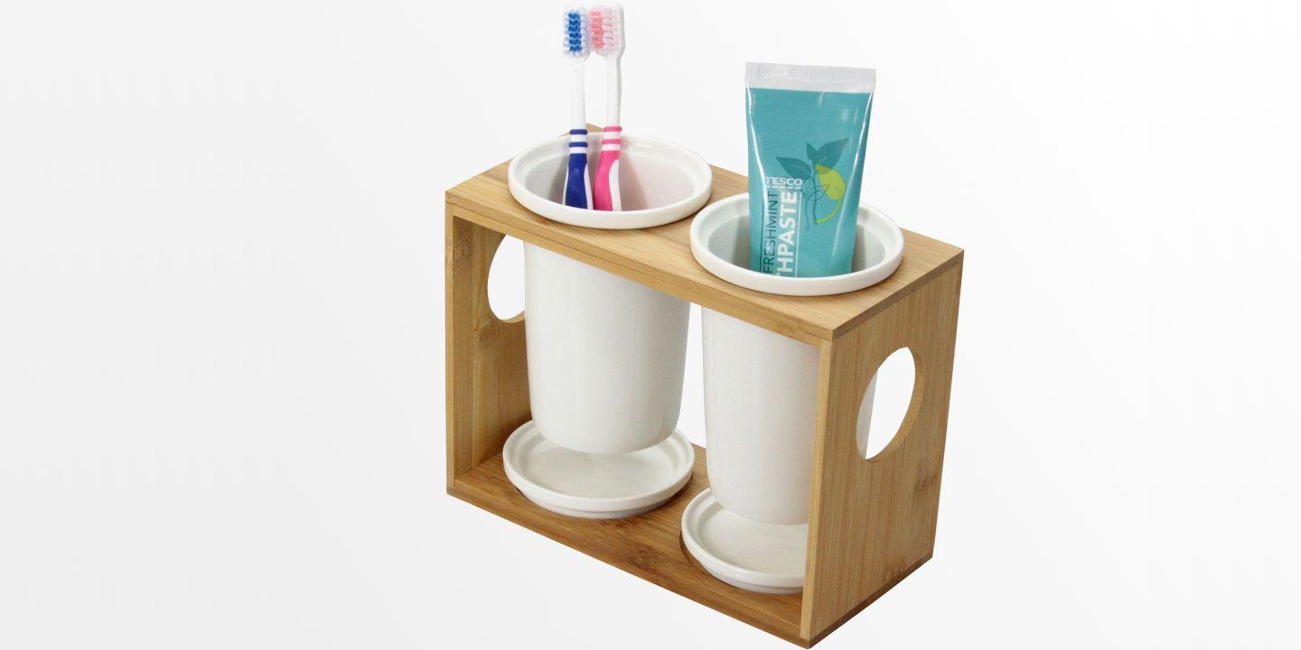 Toothbrush Holder Double Ceramic Pots