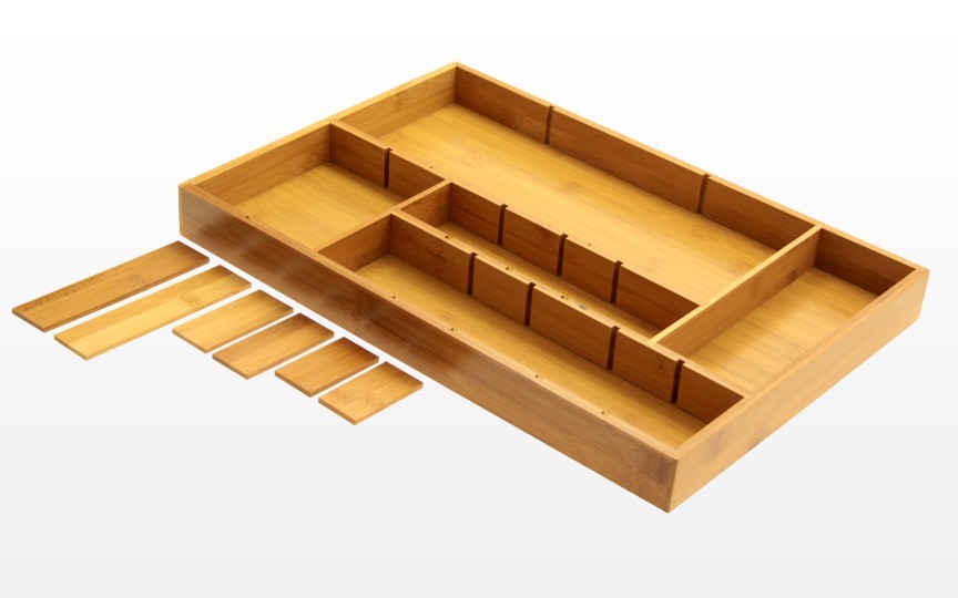 Adjustable Flatware Organizer Bamboo, Adjustable Kitchen Drawer Dividers Uk