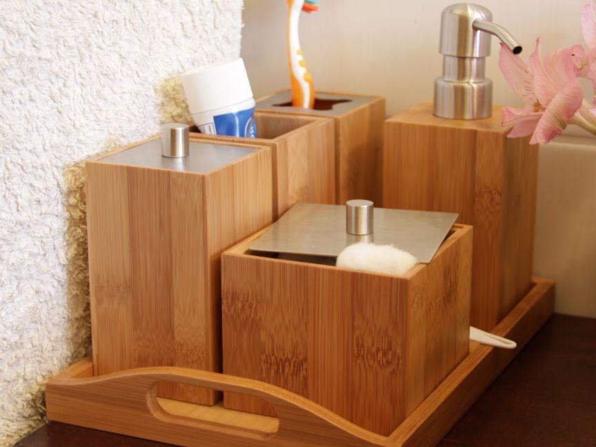 Bamboo bathroom tray