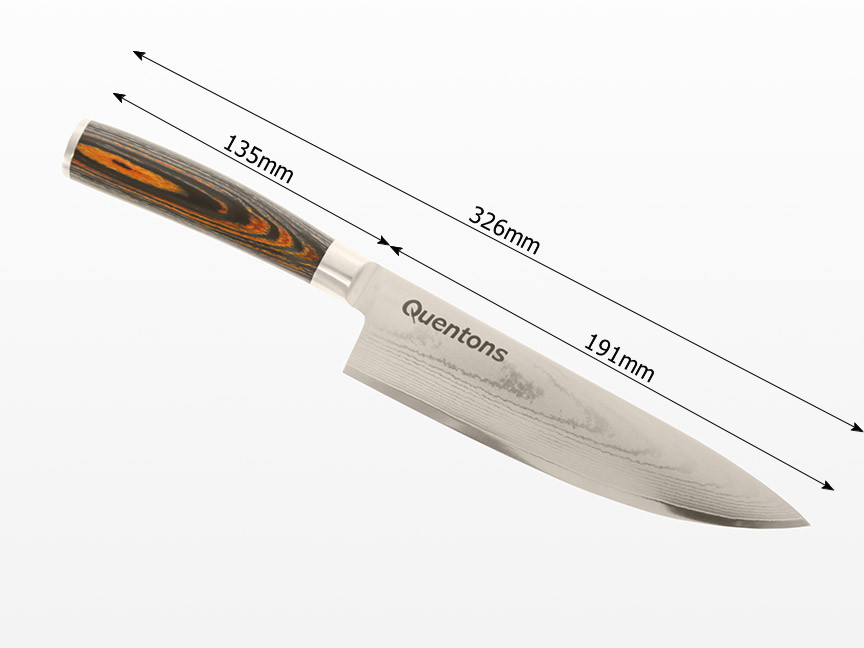 Chef knife, damask steel