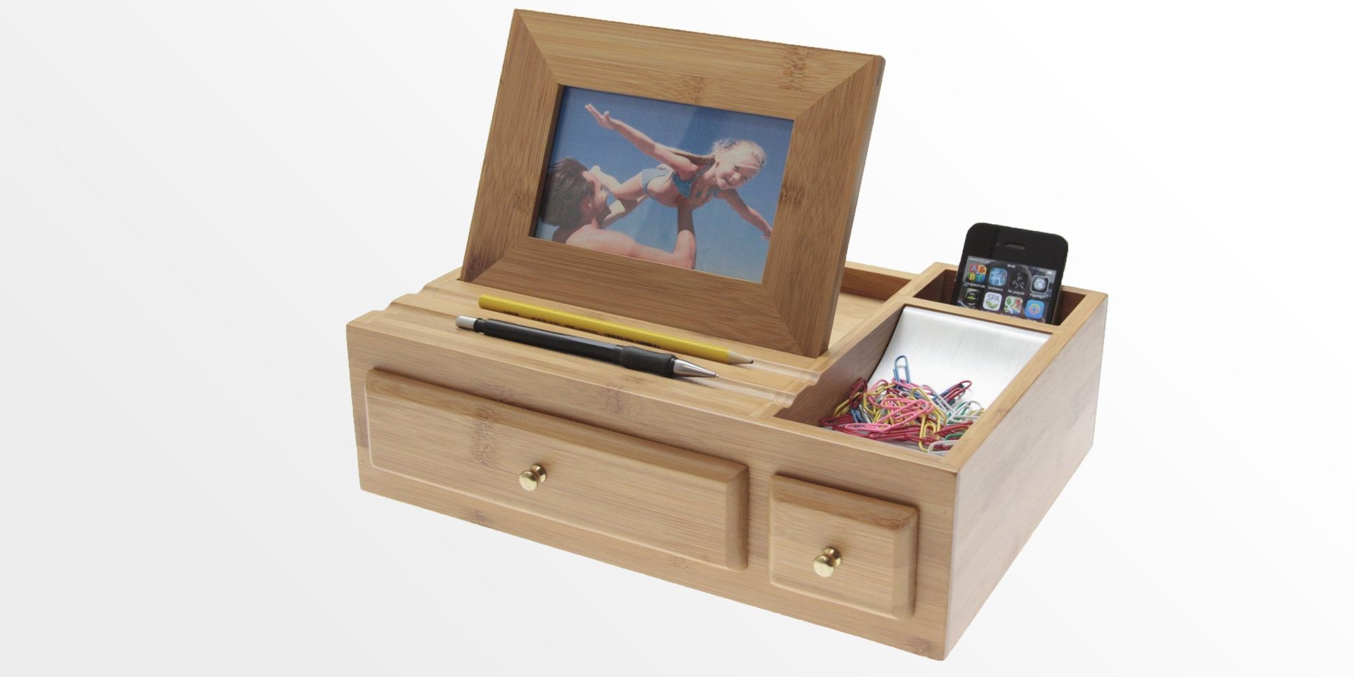 Bamboo Desk Organiser, Stationary Box