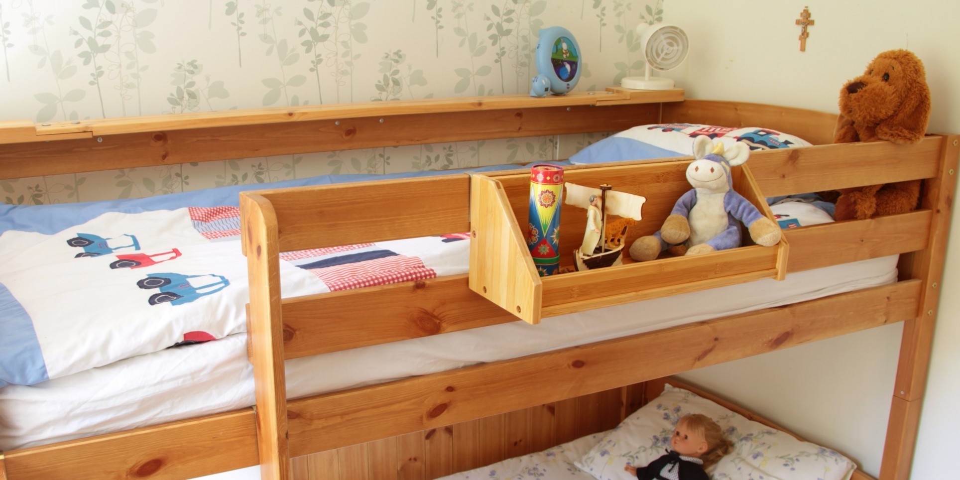 wooden bunk bed shelf