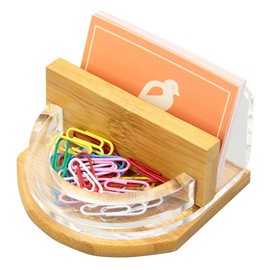 Business Cards and Stationery Holder Bamboo and Acrylic