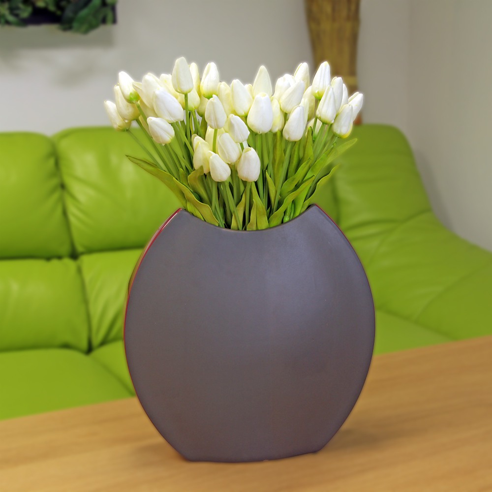 Bunch of 9 Artificial Tulips - White