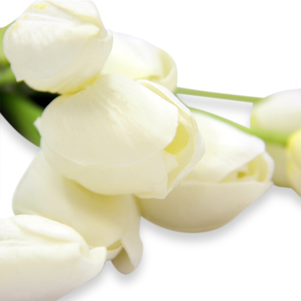 Bunch of 9 Artificial Tulips - White