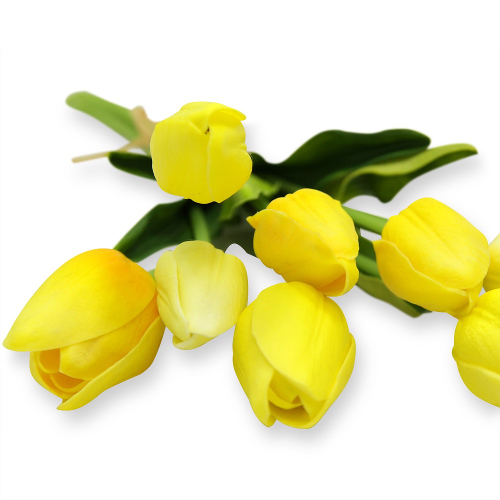 Bunch of 9 Artificial Tulips - Yellow