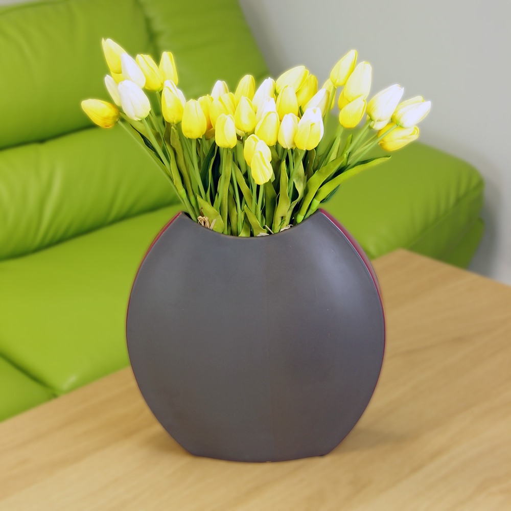 Bunch of 9 Artificial Tulips - Yellow