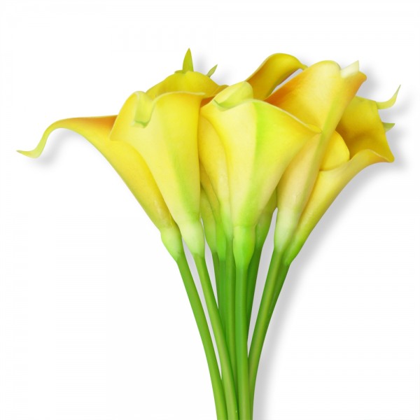 Bunch of 9 Artificial Calla Lilies - Yellow