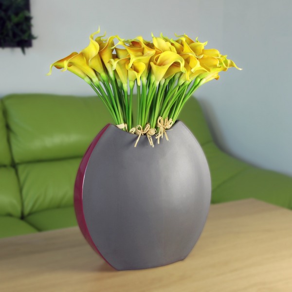 Bunch of 9 Artificial Calla Lillies - Yellow